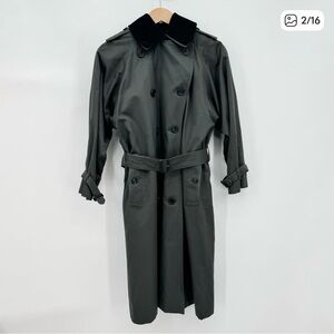 Burberry Coat Trench Kensington Heritage Coat Long Black Belt Jacket Wool 8 L